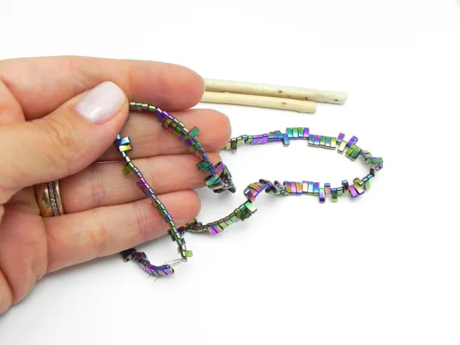 Sirag hematit dreptunghi cu doua orificii 5x2mm multicolor