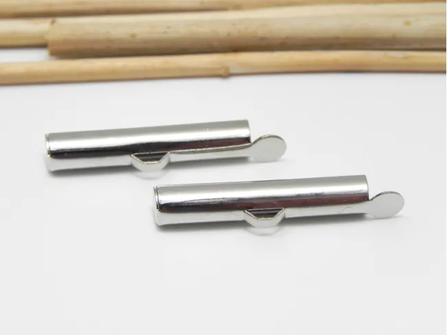 Capat miyuki/toho slide tube 25x5.5x4mm argintiu inchis (2buc)