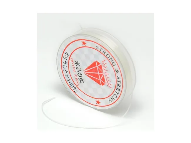 Rola guta elastica plata pentru bratari grosime 0.8mm alb (10m)