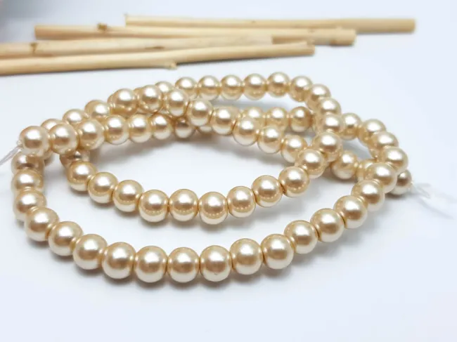 Perle de sticla calitate a 6mm nude deschis (sirag)