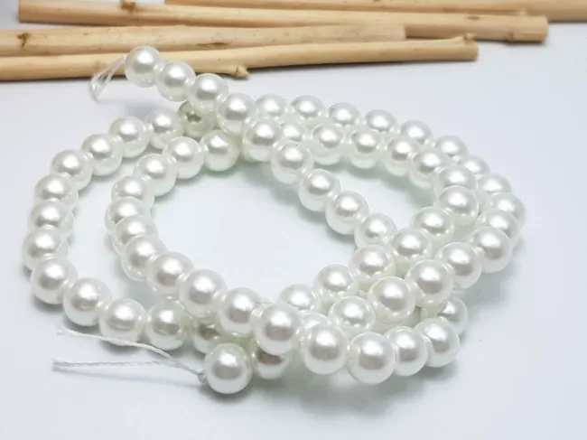 Perle de sticla calitate a 6mm alb (sirag)