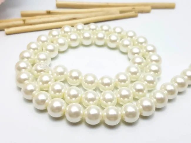 Perle de sticla calitate a 10mm ivory (sirag)