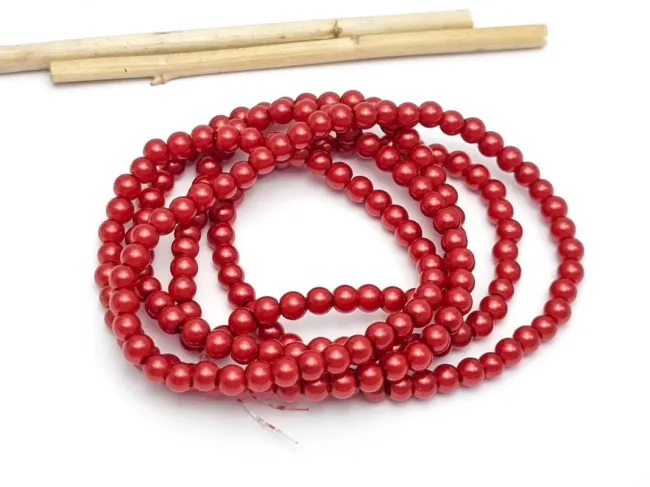 Sirag perle de sticla 4mm rosu inchis