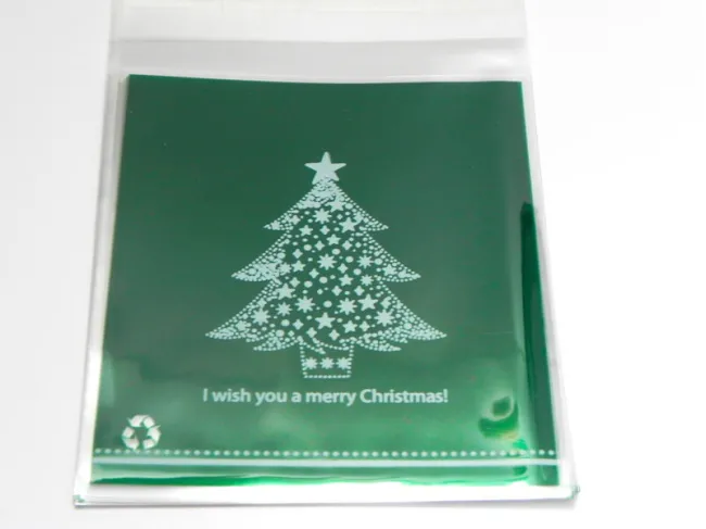Pungi celofan autoadezive de craciun 13x10cm brad (10buc)