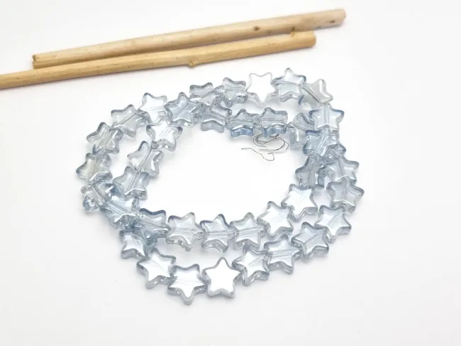 Margele sticla stea 9x8mm gri albastrui (sirag)