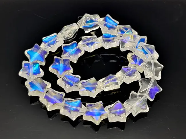 Margele sticla stea 13x12mm transparent AB (sirag)