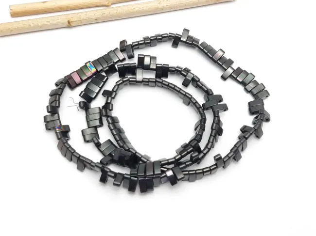 Sirag hematit dreptunghi cu doua orificii 5x2mm gunmetal