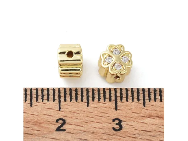 Distantier cubic zirconia trifoi 6x6x5mm auriu (1buc)