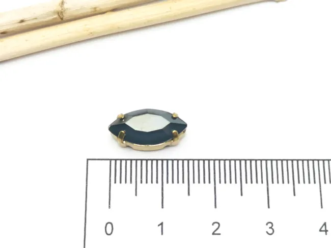 Distantier montee cu rhinestone de cristal 15x7mm gri inchis opal