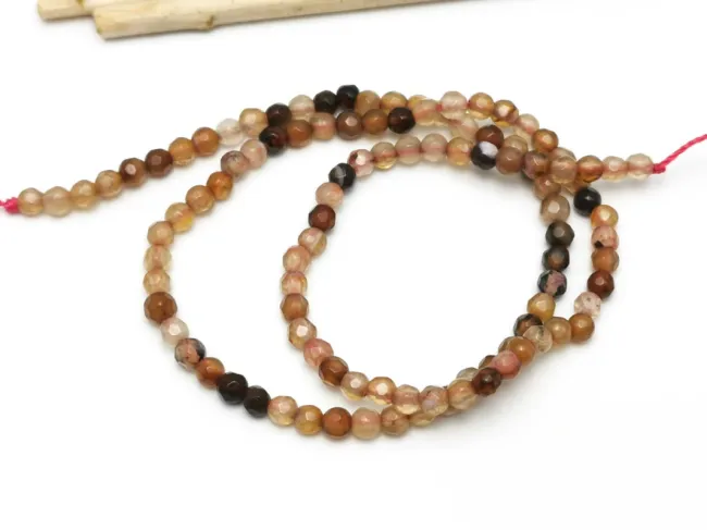 Sirag agate fatetat 4mm mix maro bej