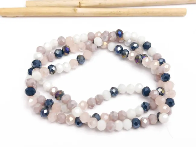 Margele cristal rondel fatetat 4x3mm mix mov gri (sirag)