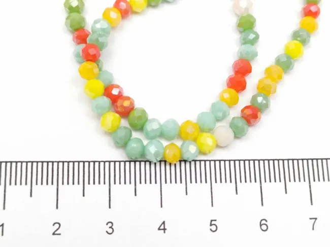 Margele cristal rondel fatetat 4x3mm mix galben verde (sirag)