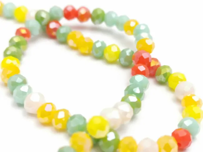 Margele cristal rondel fatetat 4x3mm mix galben verde (sirag)