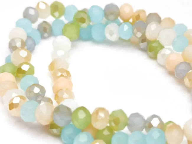 Margele cristal rondel fatetat 4x3mm mix pastel (sirag)
