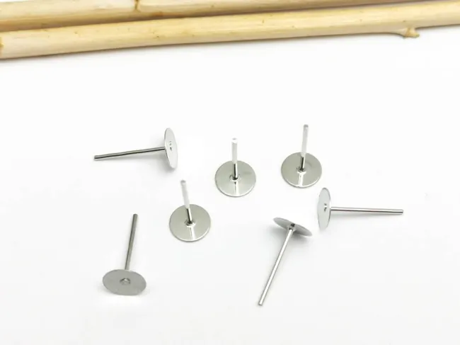 Tortite cercei cu tija si platou 6mm argintiu inchis (10buc)