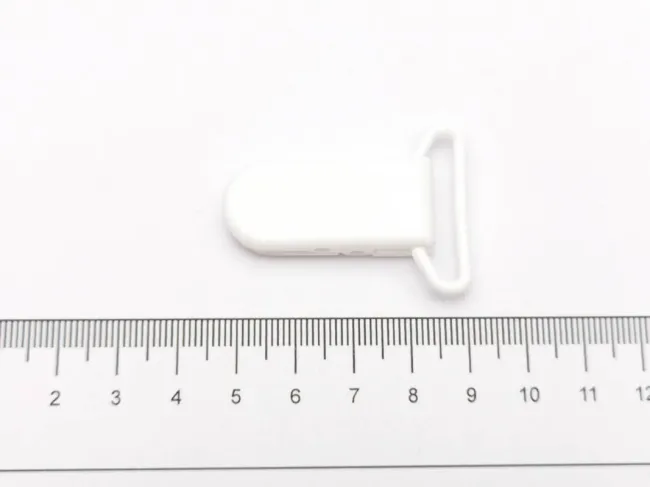 Clips pentru lant suzeta 43x25x9mm alb (1buc)