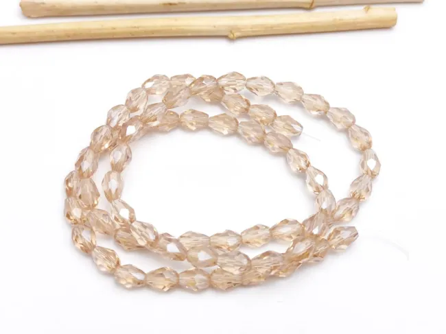 Margele cristal picatura 6x4mm bej AB (sirag)