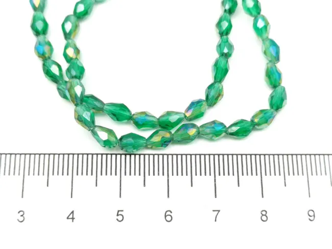 Margele cristal picatura 6x4mm smarald AB (sirag)