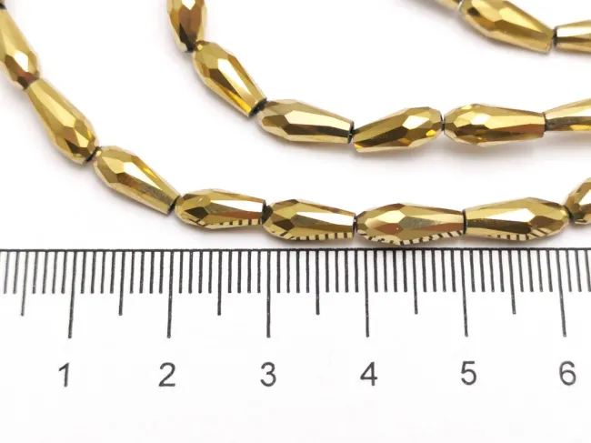 Margele cristal picatura 10x4mm auriu metalic (sirag)