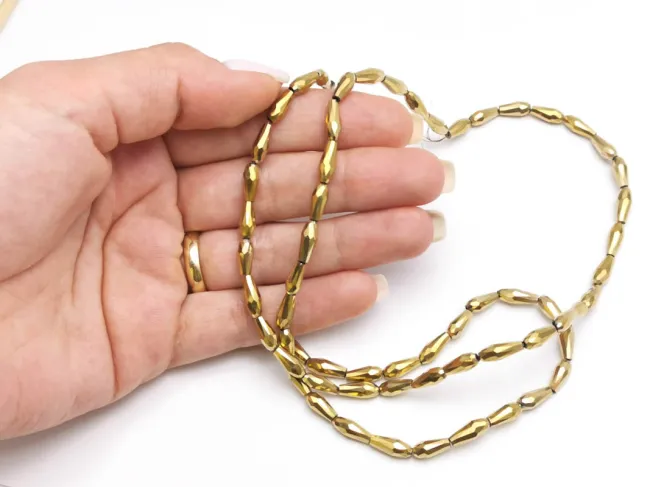 Margele cristal picatura 10x4mm auriu metalic (sirag)