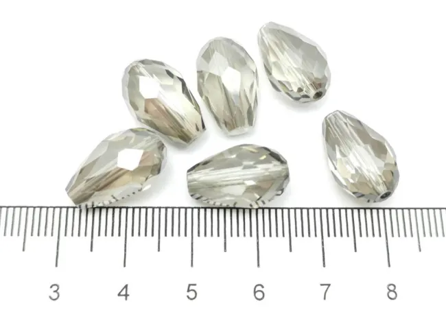 Cristal picatura 15x10mm gri argintiu (1buc)