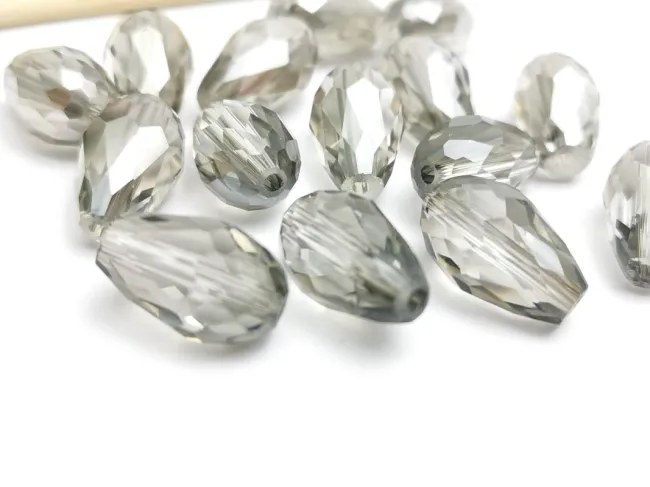 Cristal picatura 15x10mm gri argintiu (1buc)