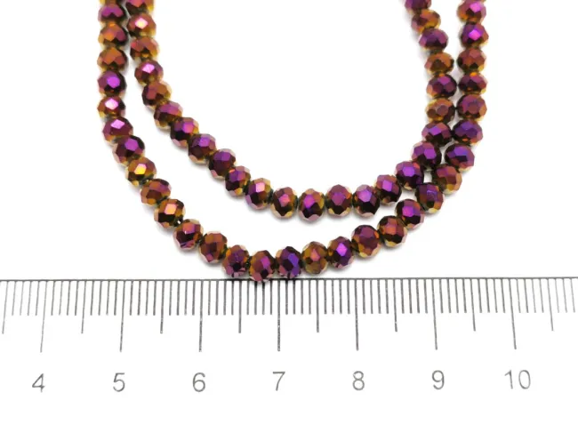 Margele cristal rondel fatetat 4x3mm mov burgundy metalic (sirag)