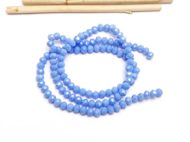 Margele cristal rondel fatetat 4x3mm albastru celest opac lustered (sirag)