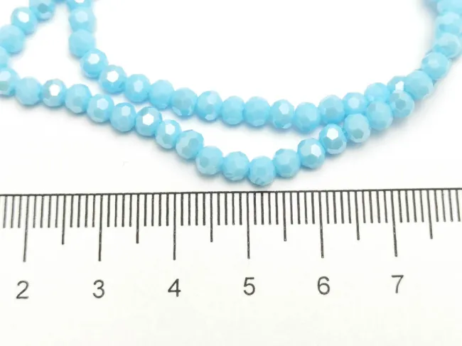 Margele cristal rotund fatetat 4mm albastru celest opac lustered (sirag)