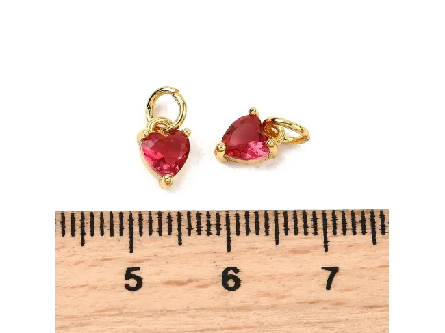 Charm cubic zirconia inima 8x5mm roz (1buc)