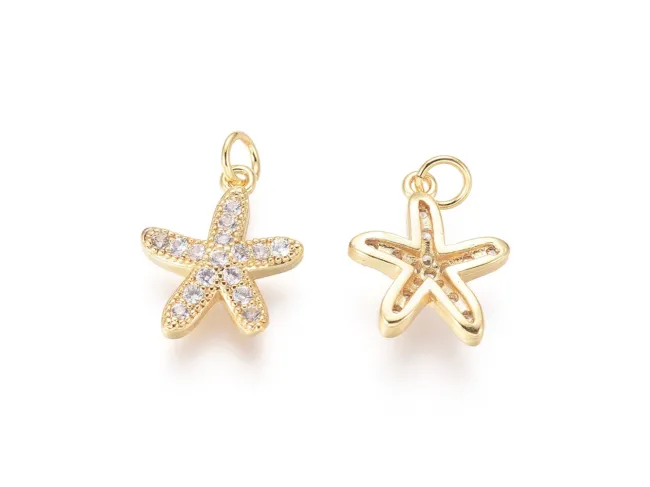 Charm cubic zirconia stea de mare 13x11mm (1buc)
