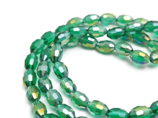 Margele cristal oval 6x4mm smarald AB (sirag)