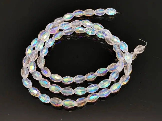 Margele cristal oval 6x4mm transparent AB (sirag)