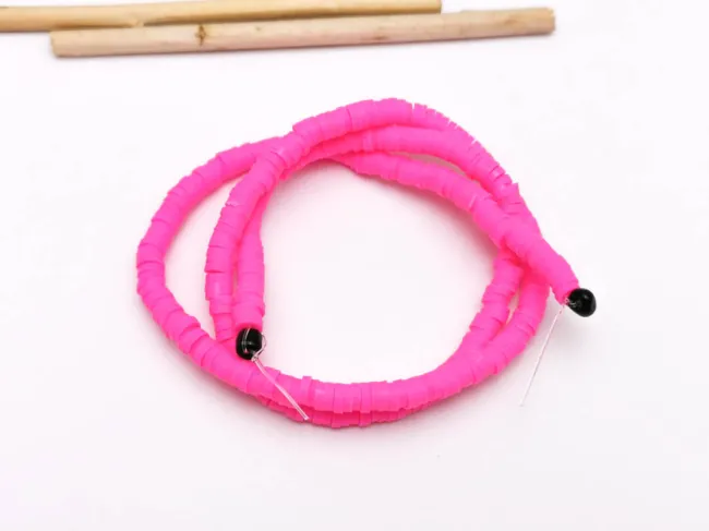 Sirag margele fimo 4x1mm roz neon