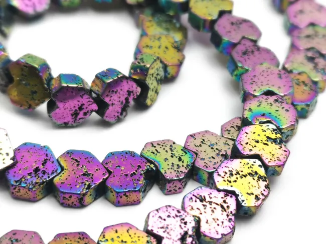 Sirag lava electroplacata inima 6x6mm metalic mix