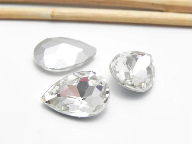 Cabochon din sticla picatura 14x10mm crystal (1buc)