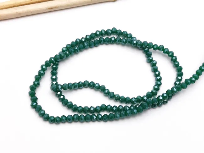 Margele cristal rondel 3x2mm verde pin opac lustered (sirag)