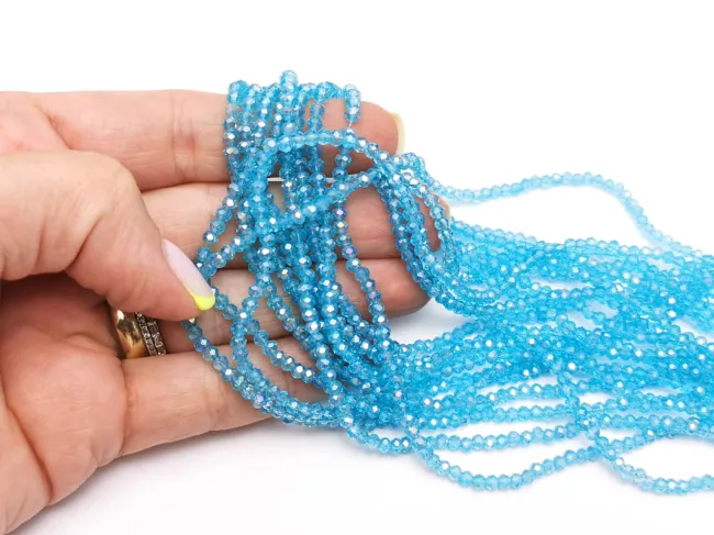 Margele cristal rondel 3x2mm turcoaz AB (sirag)