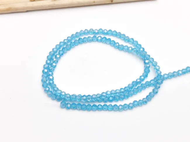 Margele cristal rondel 3x2mm turcoaz AB (sirag)