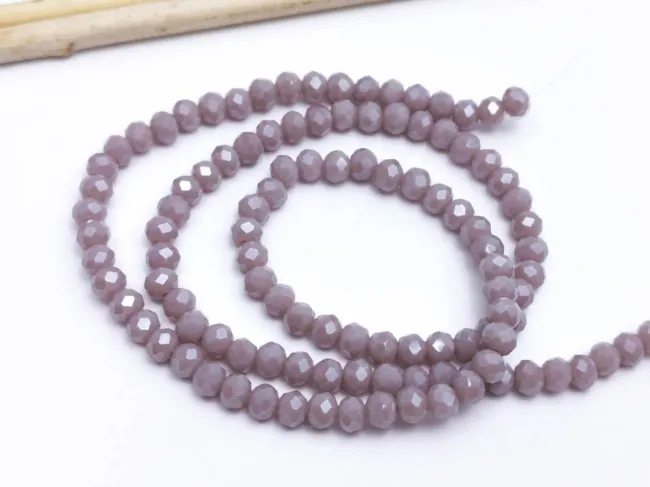 Margele cristal rondel fatetat 4x3mm mov lavanda opac lustered (sirag)