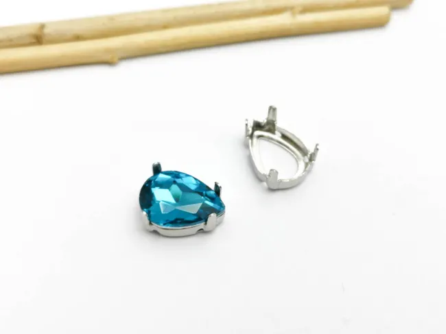 Baza cabochon lacrima 14x10mm argintiu inchis