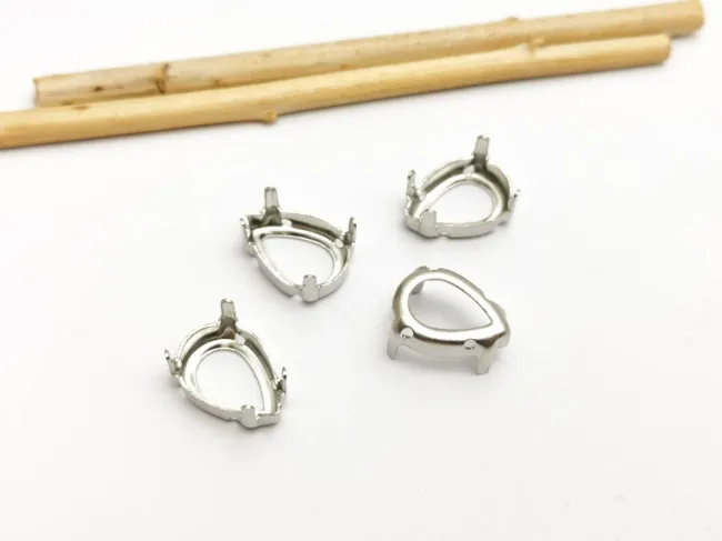 Baza cabochon lacrima 14x10mm argintiu inchis