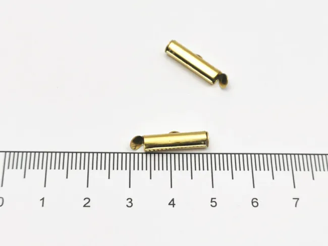 Capat miyuki/toho slide tube otel inoxidabil 304, 16x6x4mm auriu (2buc)