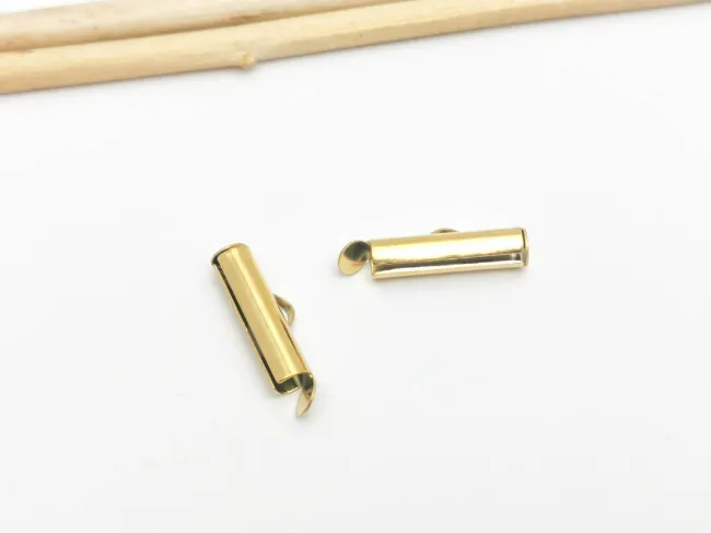 Capat miyuki/toho slide tube otel inoxidabil 304, 16x6x4mm auriu (2buc)