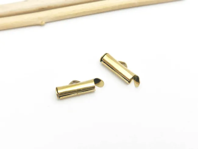 Capat miyuki/toho slide tube otel inoxidabil 304 auriu 13x6x4mm (2buc)
