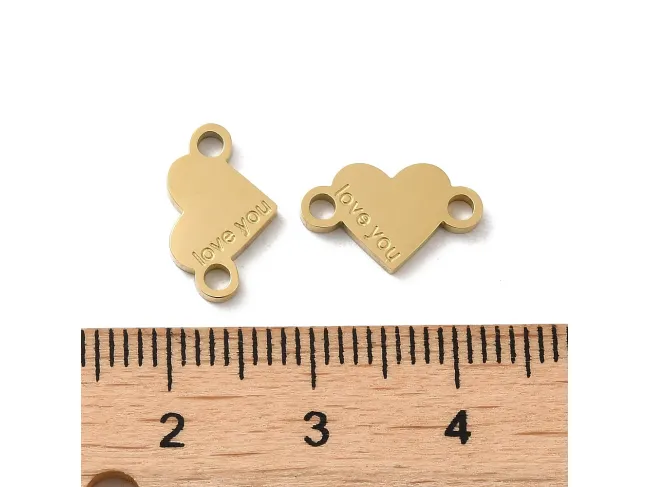 Link otel inoxidabil 316 auriu placat IP inima 13x8mm