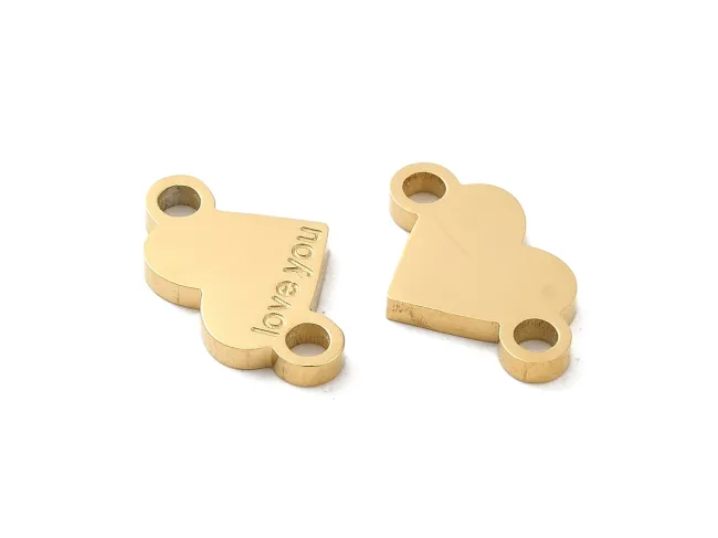 Link otel inoxidabil 316 auriu placat IP inima 13x8mm