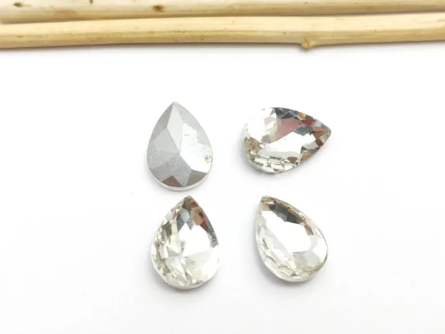 Cabochon din sticla picatura 14x10mm crystal (1buc)