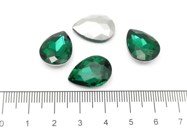 Cabochon din sticla picatura 18x13mm emerald (1buc)