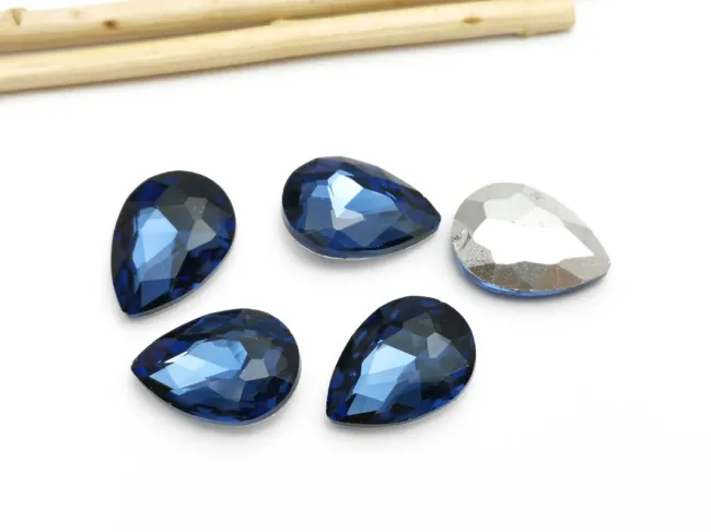 Cabochon din sticla picatura 18x13mm albastru inchis (1buc)